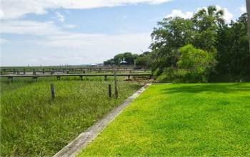 Bulkhead and dock structure in a salt marsh in coastal Georgia.